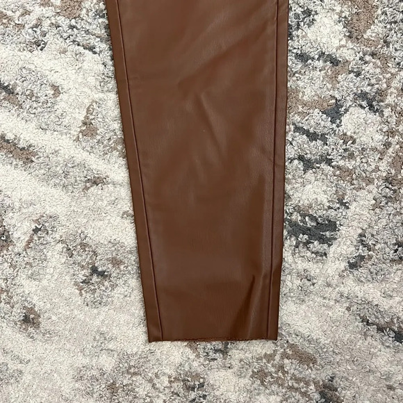 ZARA | Brown | HIGH-WAISTED FAUX LEATHER LEGGINGS - Picture 11 of 11